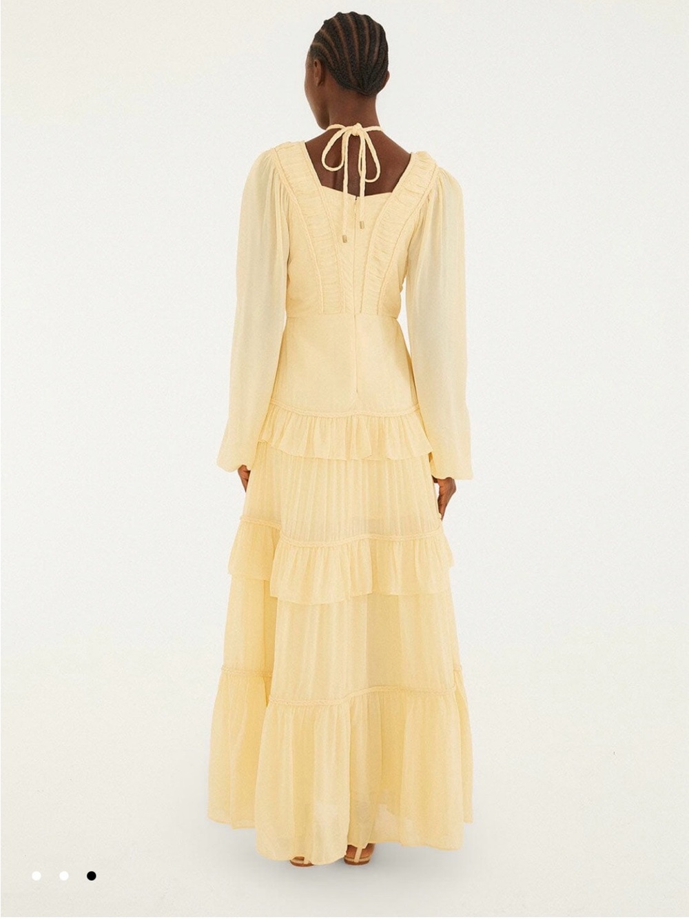 FARM Rio Butter Yellow Ruffled Buttoned Maxi Dress - Picture 2 of 5